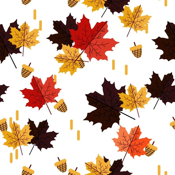 Vintage Seamless Maple Leaves Pattern — Stock Vector