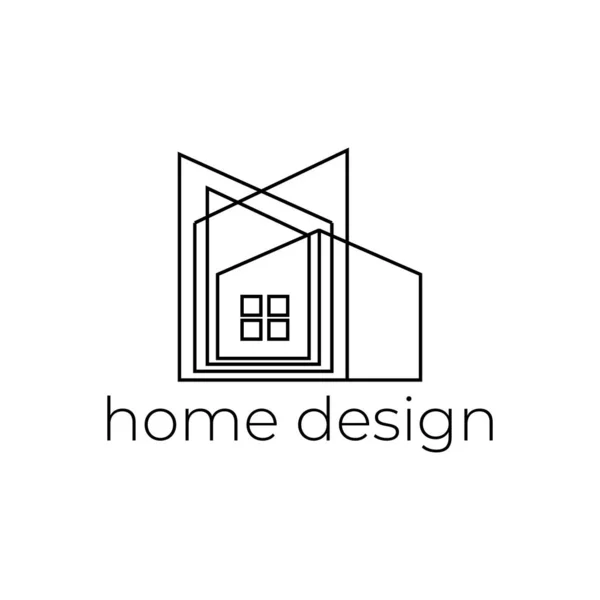 Kreatives Home Design Logo Mit Abstrakter Linie Minimalistisch — Stockvektor