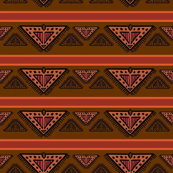 Aztec Nahtloses Muster Mit Von Hand Gezeichneten Mehrfarbigen Stämmen Textildruck — Stockvektor
