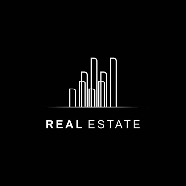 Real Estate Logo Design Template Minimalist Corporate Company Line Art — Stock Vector