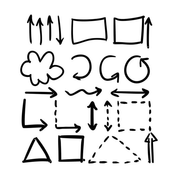 Flechas Vectoriales Dibujadas Mano Colecciones Conjunto — Archivo Imágenes Vectoriales