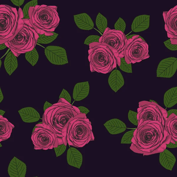 Rose Fond Motif Sans Couture Mode Féminine Mode Fleurs Mignonnes — Image vectorielle