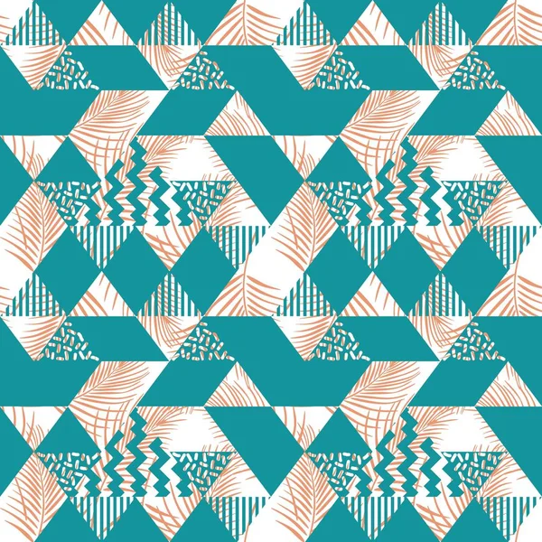 レトロな青い三角形のシームレスなパターン背景 — ストックベクタ