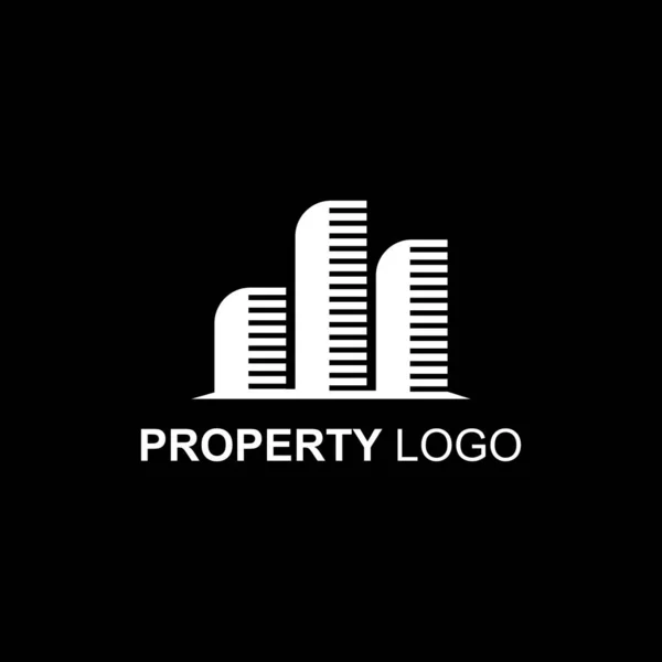 Modello Logo Proprietà Bianco Nero Con Forma Solida Illustrazione Vettoriale — Vettoriale Stock