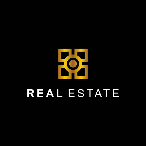 Unusual Real Estate Logo Abstract Geometric Gold Icon Logogram Concept — Stock Vector