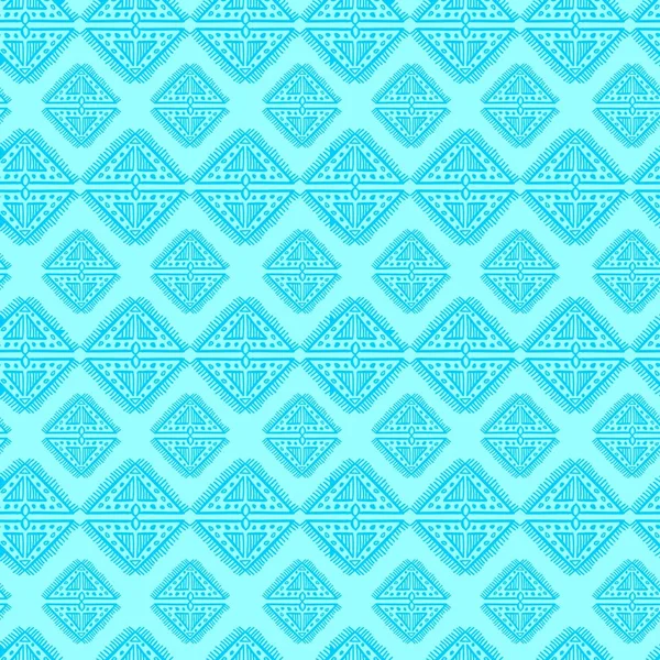 Patrón Tribal Diamantes Sin Costura Con Color Azul Textil Impresión — Vector de stock