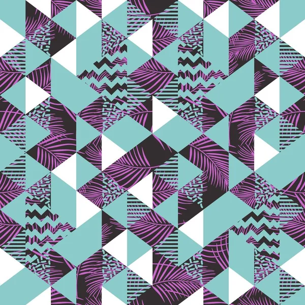 三角形のメンフィスのシームレス パターンのビンテージ ヒップスター — ストックベクタ
