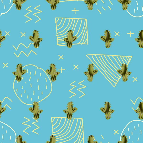 Kaktüs sorunsuz elle çizilmiş pastel renk desen. Punchy pastel renkli vektör çizim.
