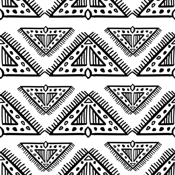 Vintage Patrón Tribal Sin Costura Con Triángulo Dibujado Mano Textil — Archivo Imágenes Vectoriales