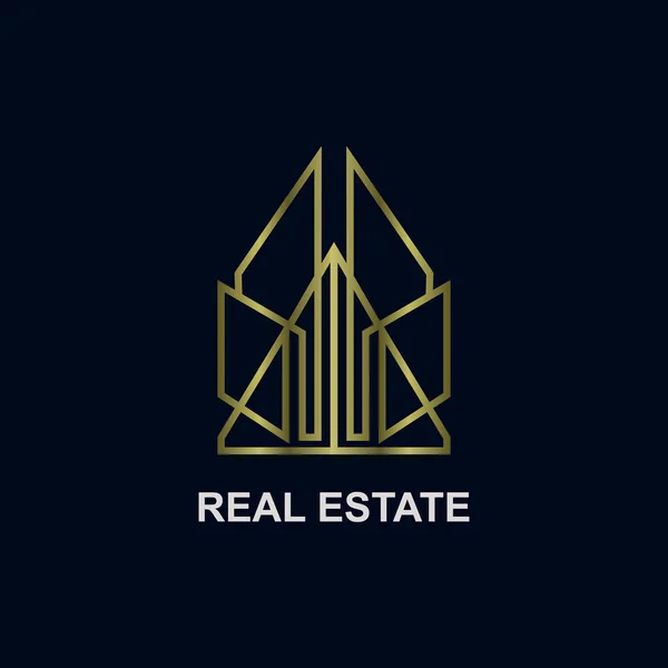 Créatif Immobilier Ligne Logo Luxe — Image vectorielle