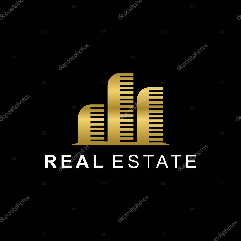 Property logo template golden luxury style with gold color. Luxury style vector illustration.