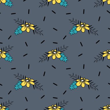 Popüler çocuklar çiçek Dikişsiz desen vektör çizim arka plan duvar kağıdı ve tekstil baskı için çizim. Bebek moda İskandinav tarzı çok renkli harika handdrawn için iyi.