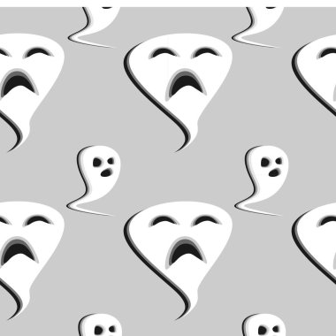 Şirin halloween Dikişsiz desen çocuk ve çocuklar için hayalet soyut stiliyle moda trendy kutlama tema vektör çizim.