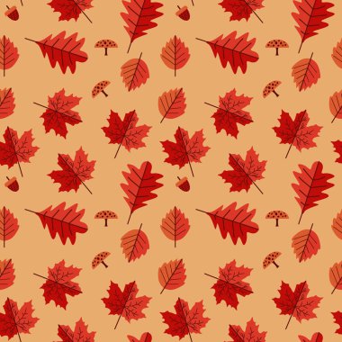 Trendy turuncu sonbahar yaprakları seamless modeli