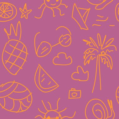 Trendy doodle yaz el çizilmiş desen sorunsuz.