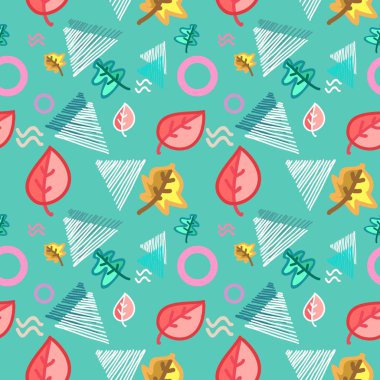 Geometrik arka plan ile sonbahar yaratıcı desen