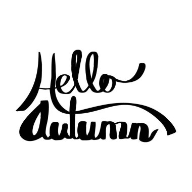 Merhaba sonbahar tipografi çizilmiş tarzı el. El ile el yazısı vektör.