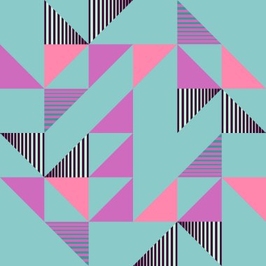 Sorunsuz punchy pastel üçgen memphis trendy çok renkli desen arka plan. Benzersiz tarzı vintage geometrik desenleri.