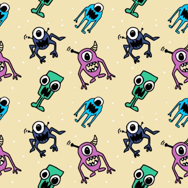 Uzaylı şirin desen sorunsuz çizmek için çocuklar ve çocuk tekstil giyim