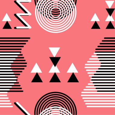 Sorunsuz memphis geometrik arka plan. Soyut trendy 90s benzersiz tarzı.