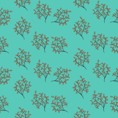 mavi arka plan seamless modeli yapraklarda şube