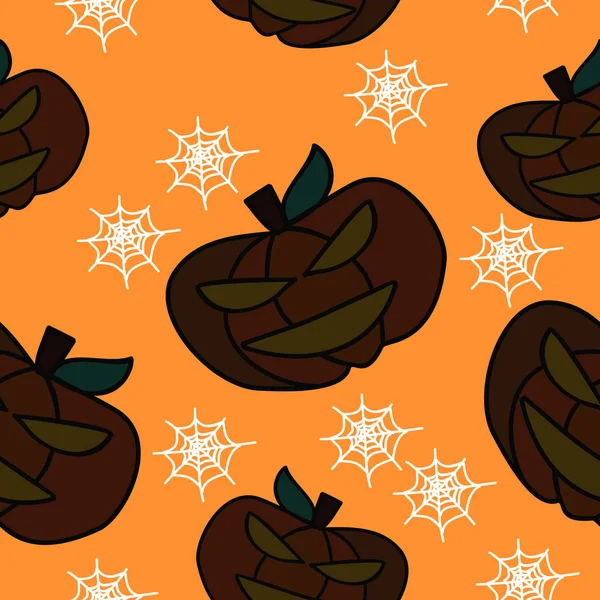 Patrón Sin Costura Calabaza Miedo Para Tema Halloween — Vector de stock