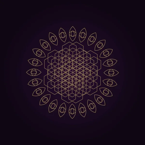 Mandala Kutsal Geometri Altın Renk Soyut Desen Vektör Çizim — Stok Vektör