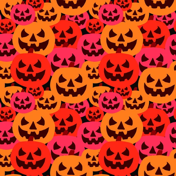 Heuvel Van Leuke Pompoen Met Gelukkig Kleurrijke Halloween Thema Achtergrond — Stockvector