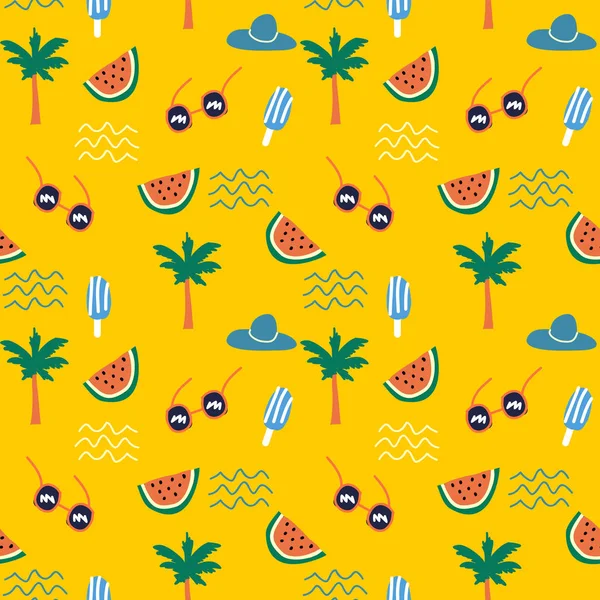 Seamless Creative Hand Drawn Doodle Pattern Hot Tropical Design Vector — Stock Vector