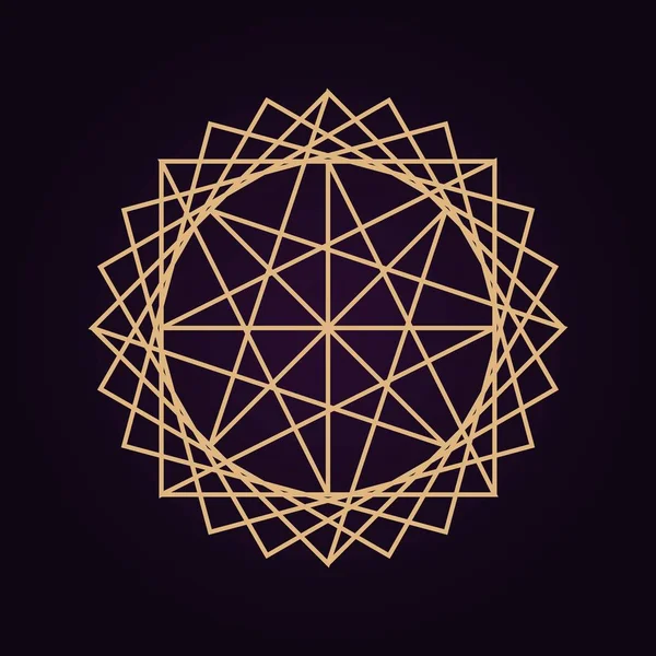Μάνταλα Ιερή Γεωμετρία Χρυσό Χρώμα Αφηρημένη Φαντασία Διανυσματικά Εικονογράφηση — Διανυσματικό Αρχείο