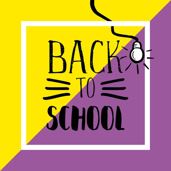 Back School Banner Hand Drawn Typography Light Bulb Punchy Pastel — Stock Vector