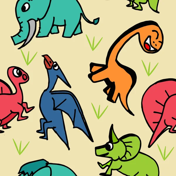 Dinosaurus Roztomilý Bezproblémové Kreslení Kontur Pro Děti Děti — Stockový vektor