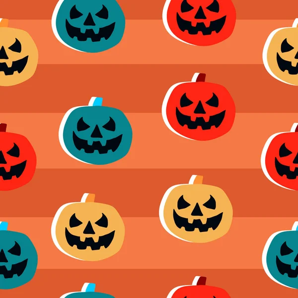 Padrão Halloween Sem Costura Com Desenho Abóbora Bonito Infantil Para —  Vetores de Stock