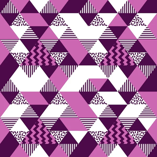 フェミニンなタッチを持つメンフィス三角形抽象のパターン — ストックベクタ