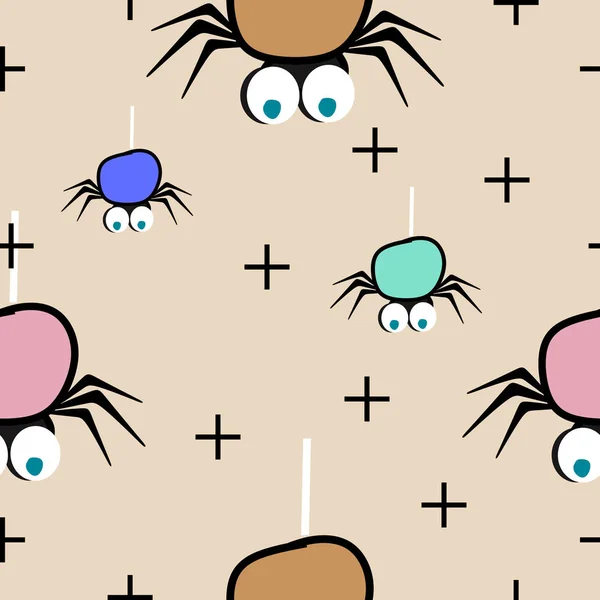 Cute Spider Seamless Pattern Halloween Theme Background Vector Illustration Baby — Stock Vector