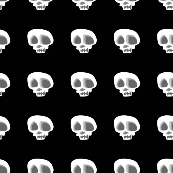 Esqueleto Cabeça Crânio Sem Costura Padrão Preto Branco Para Moda —  Vetores de Stock