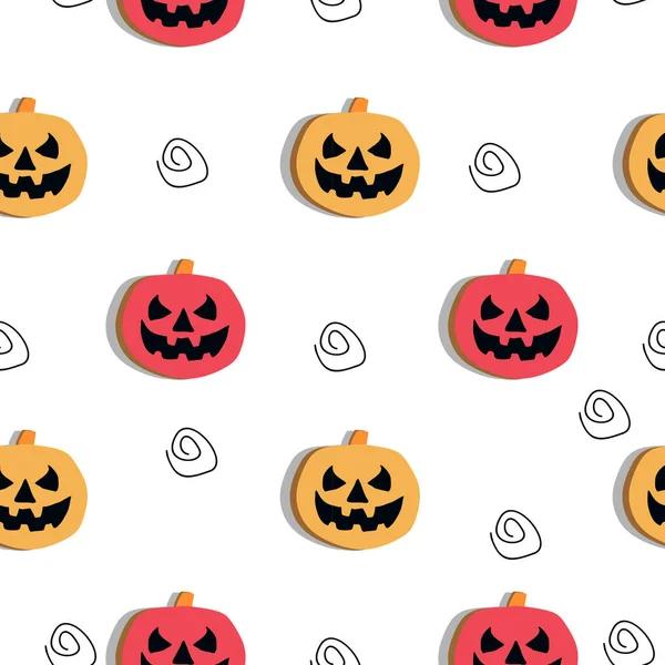 Patrón Halloween Sin Costuras Con Dibujo Calabaza Linda Infantil Para — Archivo Imágenes Vectoriales