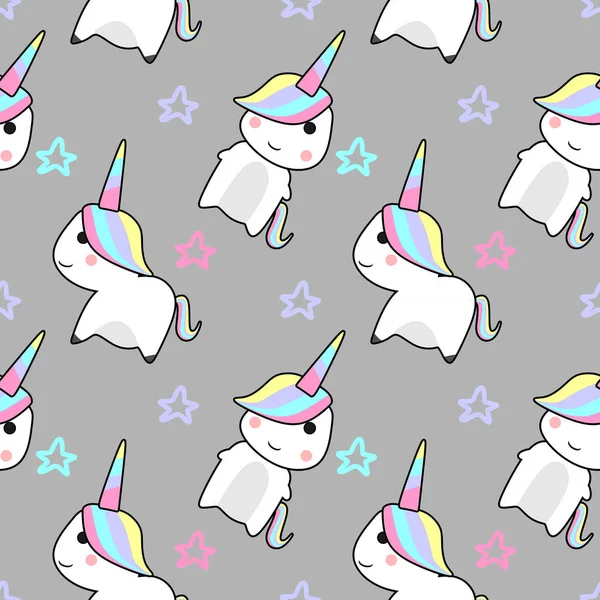 Tek boynuzlu at büyülü hayvan Dikişsiz desen vektör çizim arka plan bebek ve çocuk moda tekstil baskı için.