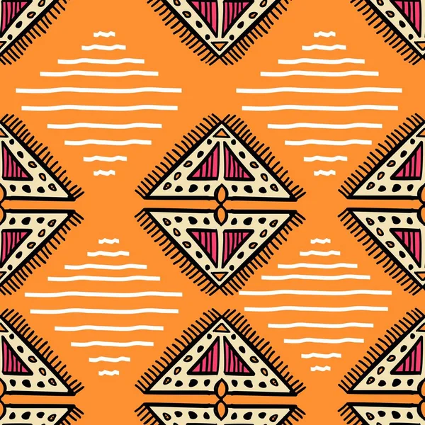 Awesome Azteekse Patroon Met Hand Getrokken Creatieve Textiel Print Culturele — Stockvector