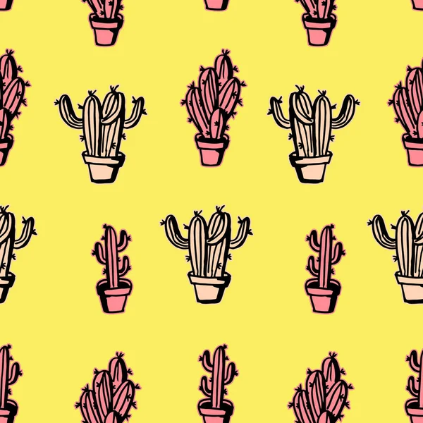 Cactus Patrón Sin Costuras Pastel Vintage Fondo — Vector de stock