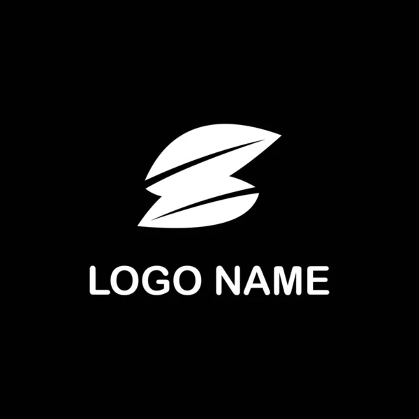 Modèle Icône Logo Feuille Vecteur Fond Noir Blanc — Image vectorielle