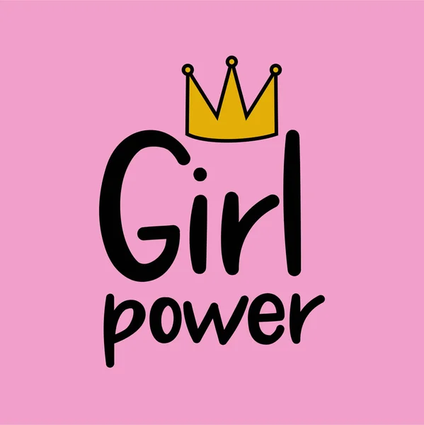 Girl Power Cute Tangan Digambar Huruf Latar Belakang Merah Muda - Stok Vektor