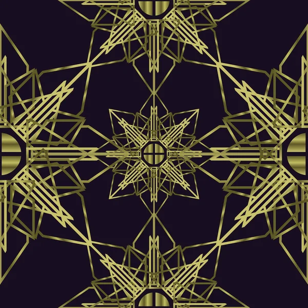 Mandala Świętej Geometrii Bezszwowe Złote Kolory — Wektor stockowy