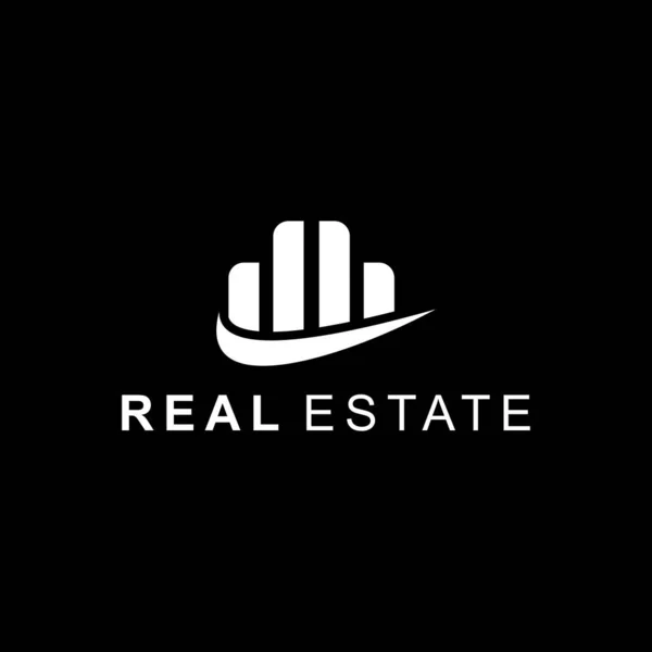 Elegant Logo Design Real Estate Solid Black White Template — Stock Vector