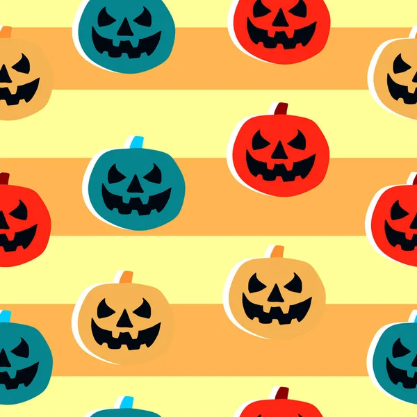 Padrão Halloween Sem Costura Com Desenho Abóbora Bonito Infantil Para — Vetor de Stock