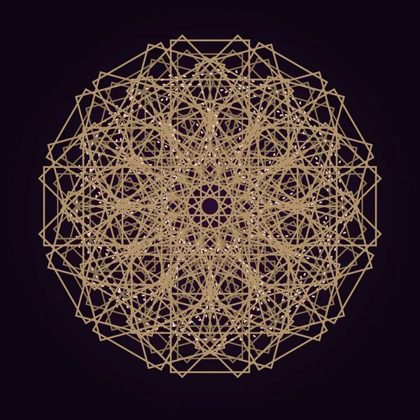 マンダラ神聖幾何学ゴールド カラー抽象的なパターン ベクトル図 — ストックベクタ