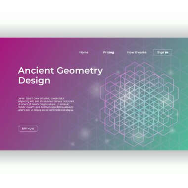 Eski geometri açılış sayfası şablonu degrade renkli soyut mandala geometrik arka plan ile. Vektör çizim eps 10.