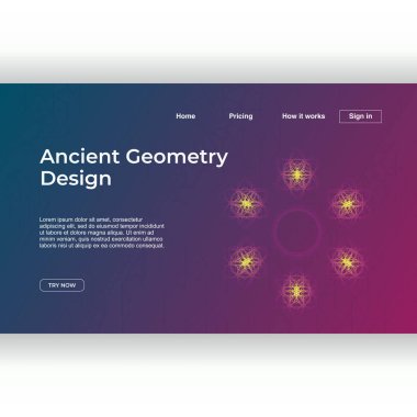 Eski geometri açılış sayfası şablonu degrade renkli soyut mandala geometrik arka plan ile. Vektör çizim eps 10.