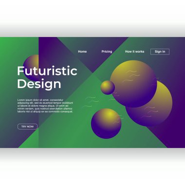 Yaratıcı fütüristik tasarım açılış sayfası soyut geometrik degrade renkli arka plan ile. Vektör çizim eps 10.