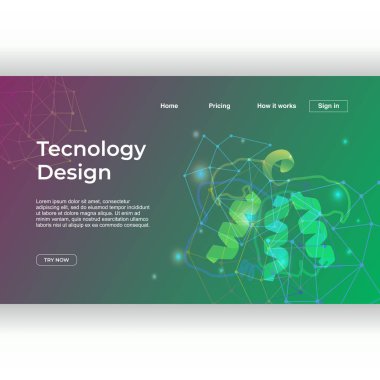 Teknoloji tasarım soyut degrade dna rekombinant renkli arka plan şablonu ile açılış sayfası. Vektör çizim eps 10.